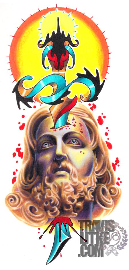 Tattoos - Zombie Jesus Prismacolor Pencil on Bristol 6.5 - 69784